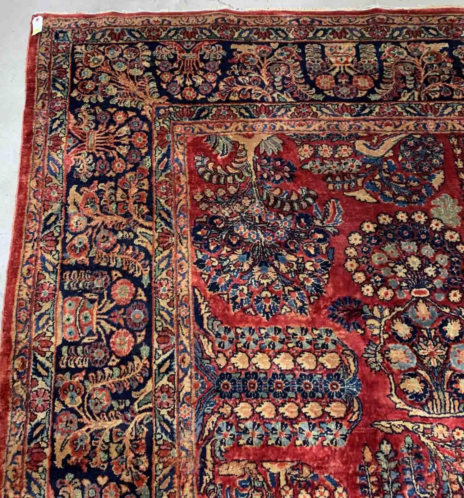 Handmade Antique Sarouk Style Rug, 1920s, 1B907 For Sale 2