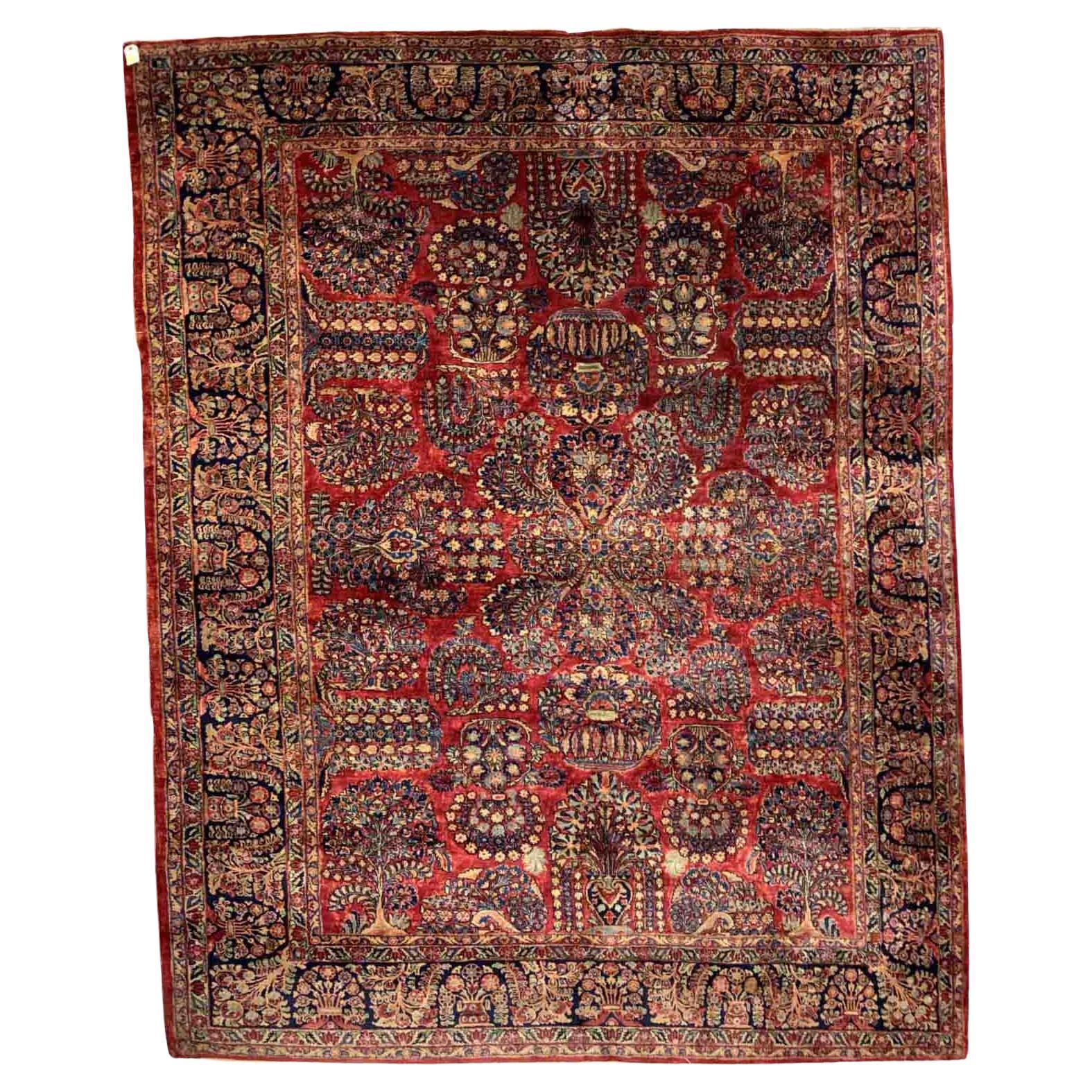 Handmade Antique Sarouk Style Rug, 1920s, 1B907 For Sale