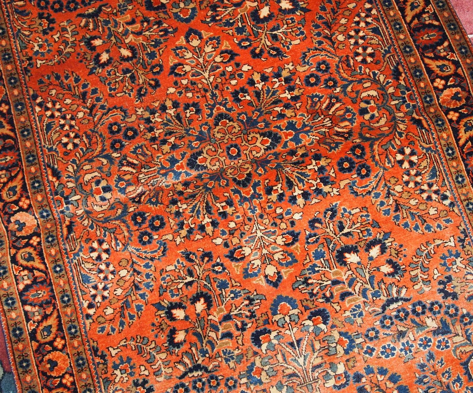 Handgefertigter antiker Teppich im Sarouk-Stil, 1920er Jahre, 1B695 im Angebot 3