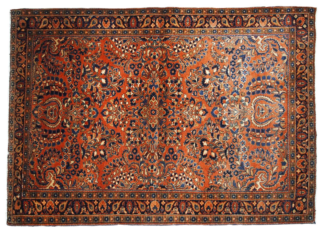 Handmade Antique Sarouk Style Rug, 1920s, 1B695 For Sale 4