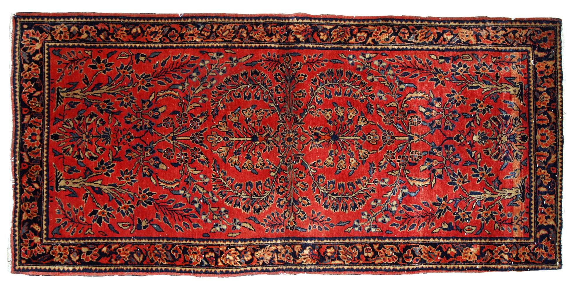Handmade Antique Sarouk Style Runner, 1900s, 1B708 For Sale 4