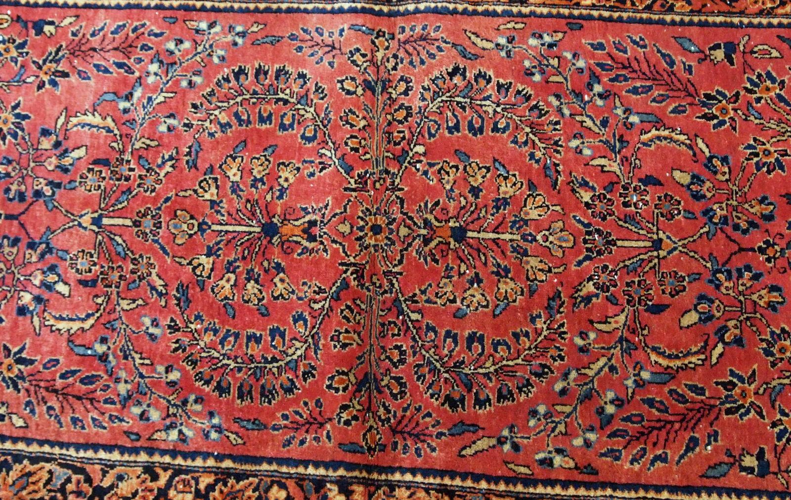 Hand-Knotted Handmade Antique Sarouk Style Runner, 1900s, 1B708 For Sale