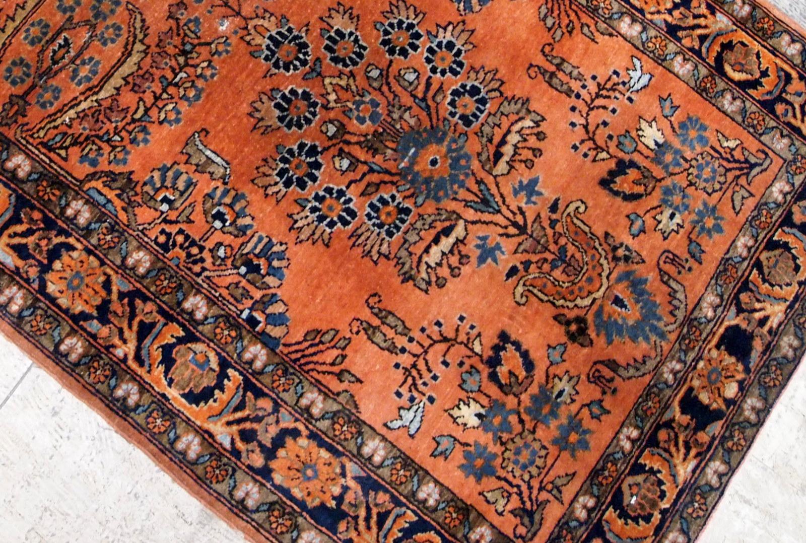 Handmade Antique Sarouk Style Runner, 1920s, 1B691 In Good Condition In Bordeaux, FR