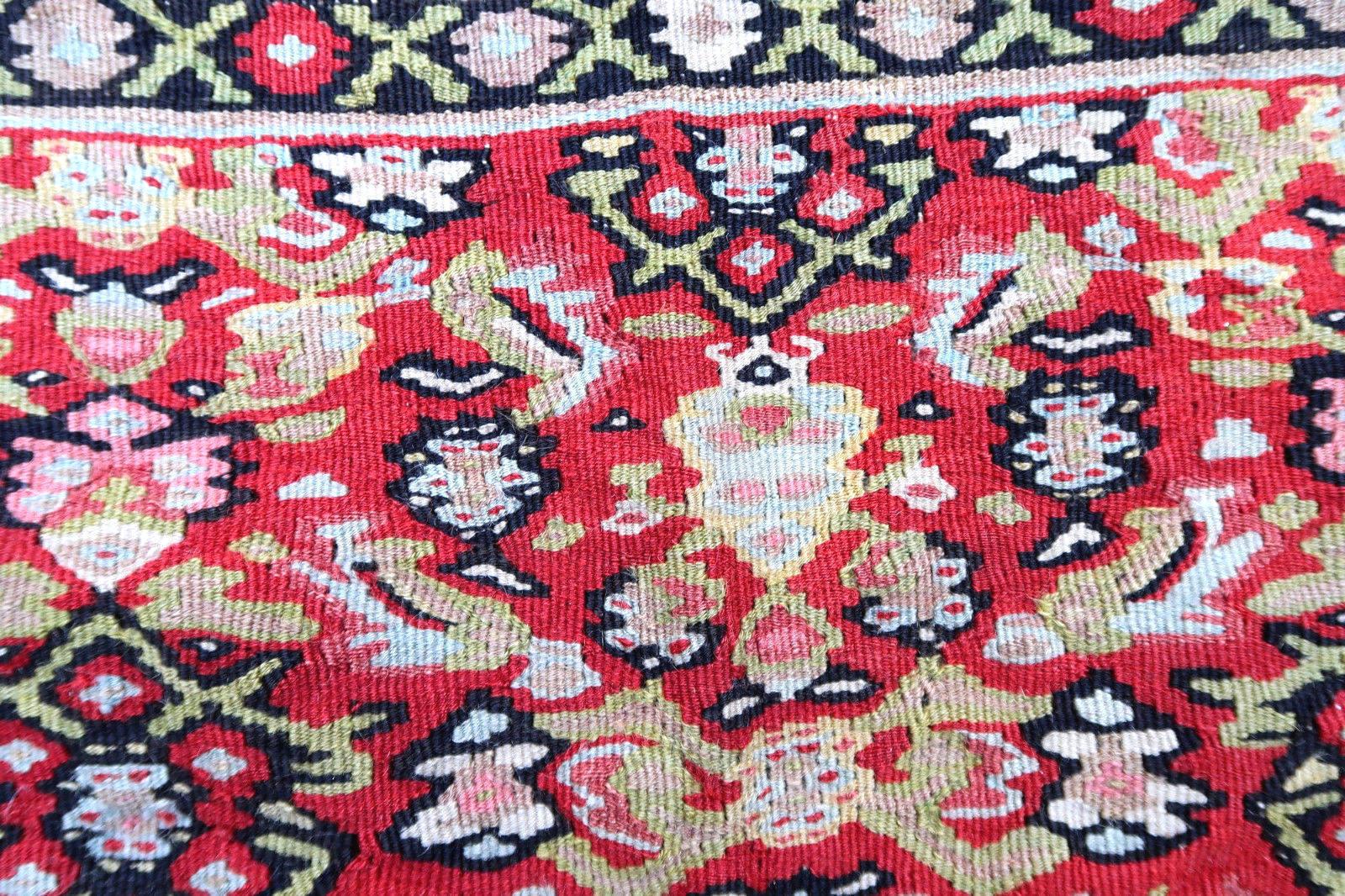 Hand-Knotted Handmade Antique Senneh Style Kilim, 1920s, 1P07 For Sale
