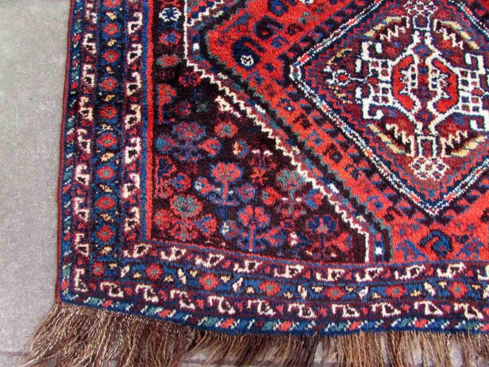 Early 20th Century Handmade Antique Shiraz Style Rug, 1910s, 1Q26