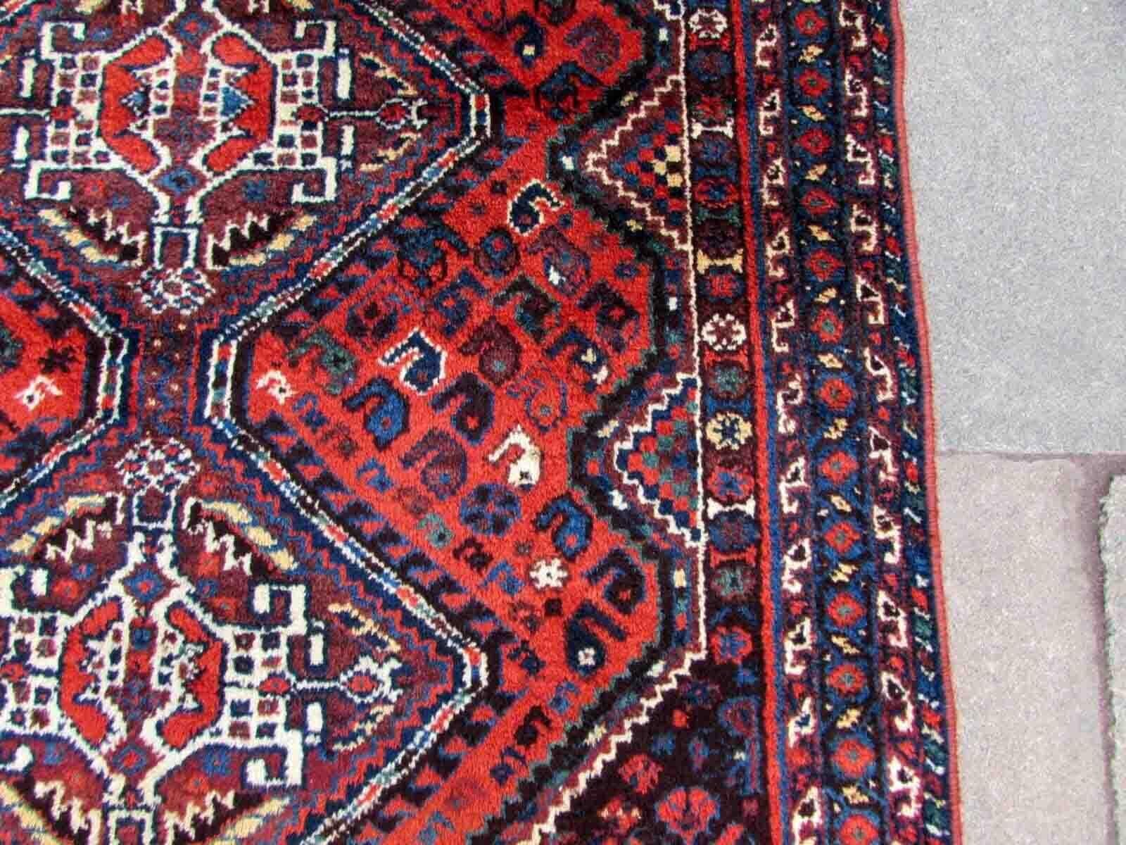 Wool Handmade Antique Shiraz Style Rug, 1910s, 1Q26 For Sale