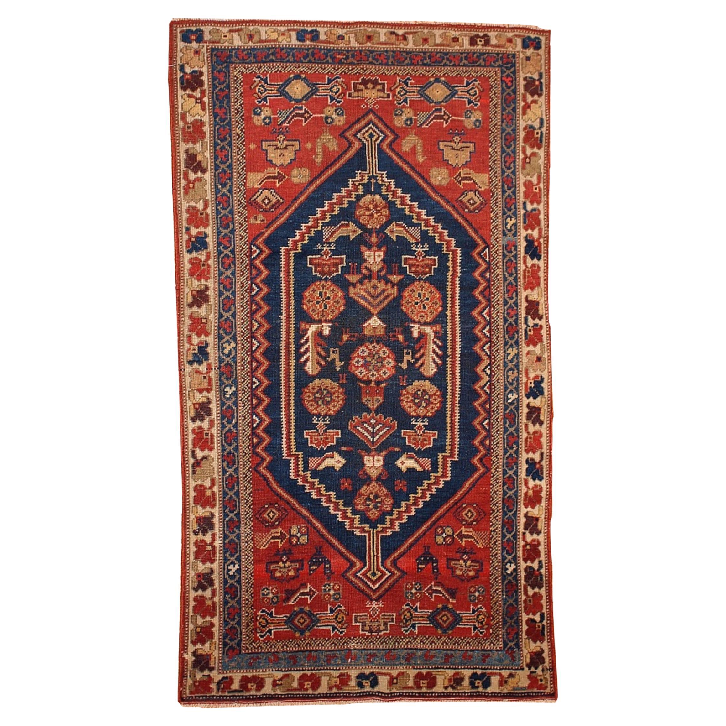Handgefertigter antiker Teppich im Shiraz-Stil, 1920er Jahre, 1b223 im Angebot