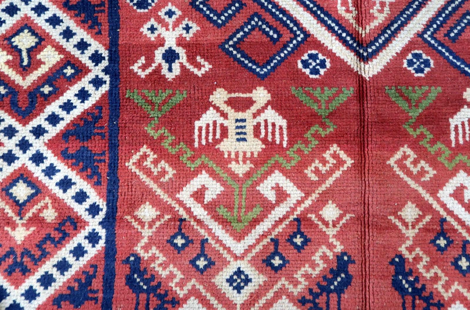 Hand-Knotted Handmade Antique Spanish Savonnerie Rug, 1930s, 1P55 For Sale