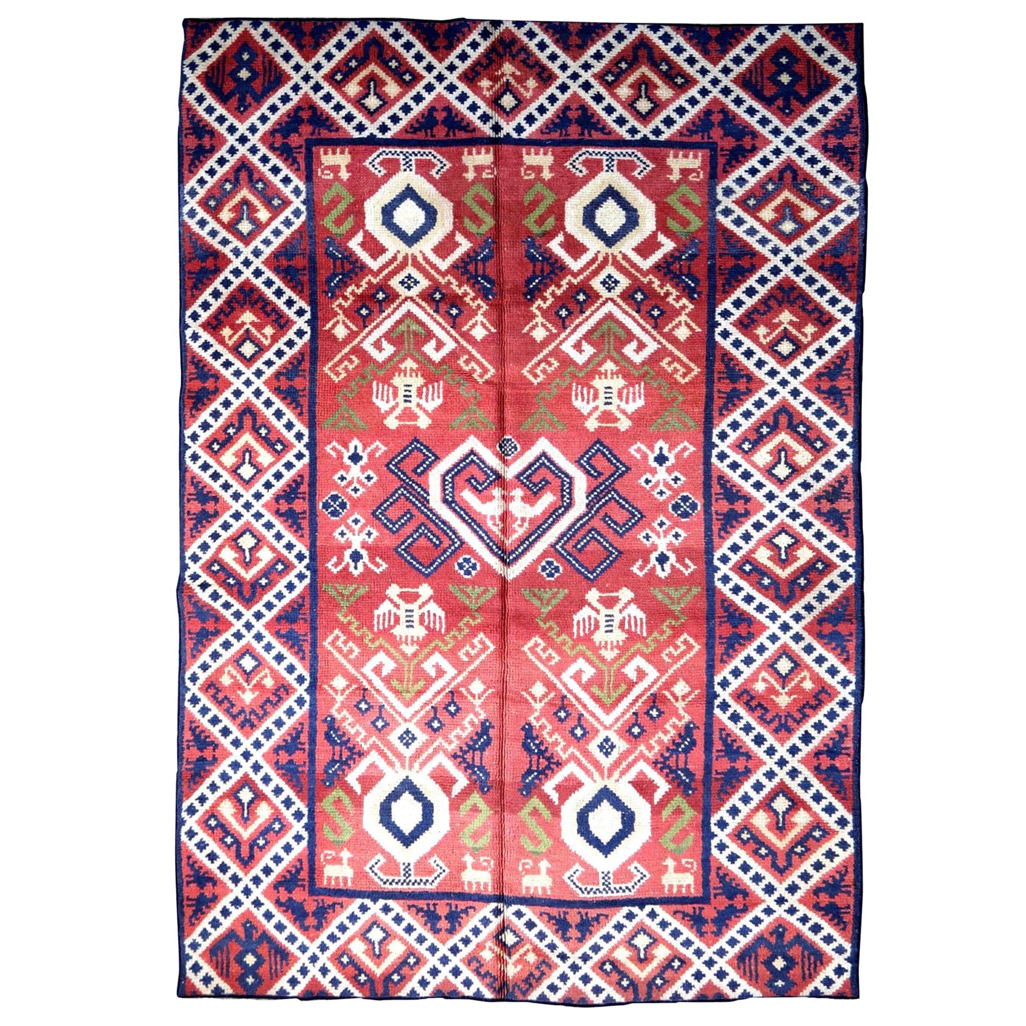 Handmade Antique Spanish Savonnerie Rug, 1930s, 1P55 For Sale