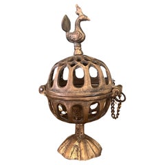 Handmade Antique style possibly brass decorated Tea light Holder.