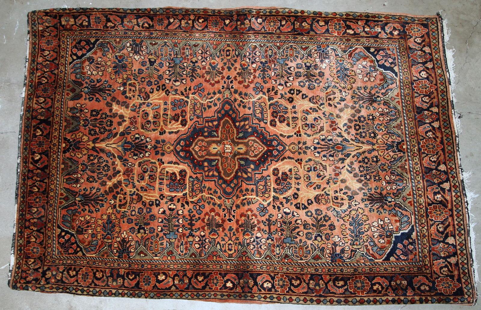 Wool Handmade Antique Sarouk Style Rug, 1920s, 1B699 For Sale