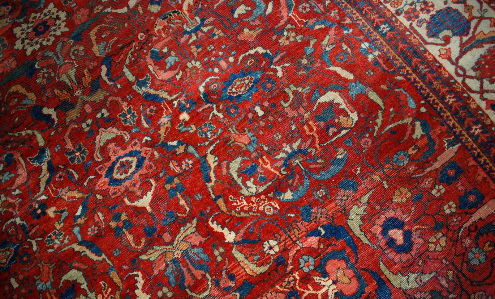 Handmade Antique Sultanabad Style Rug, 1880s, 1B458 4