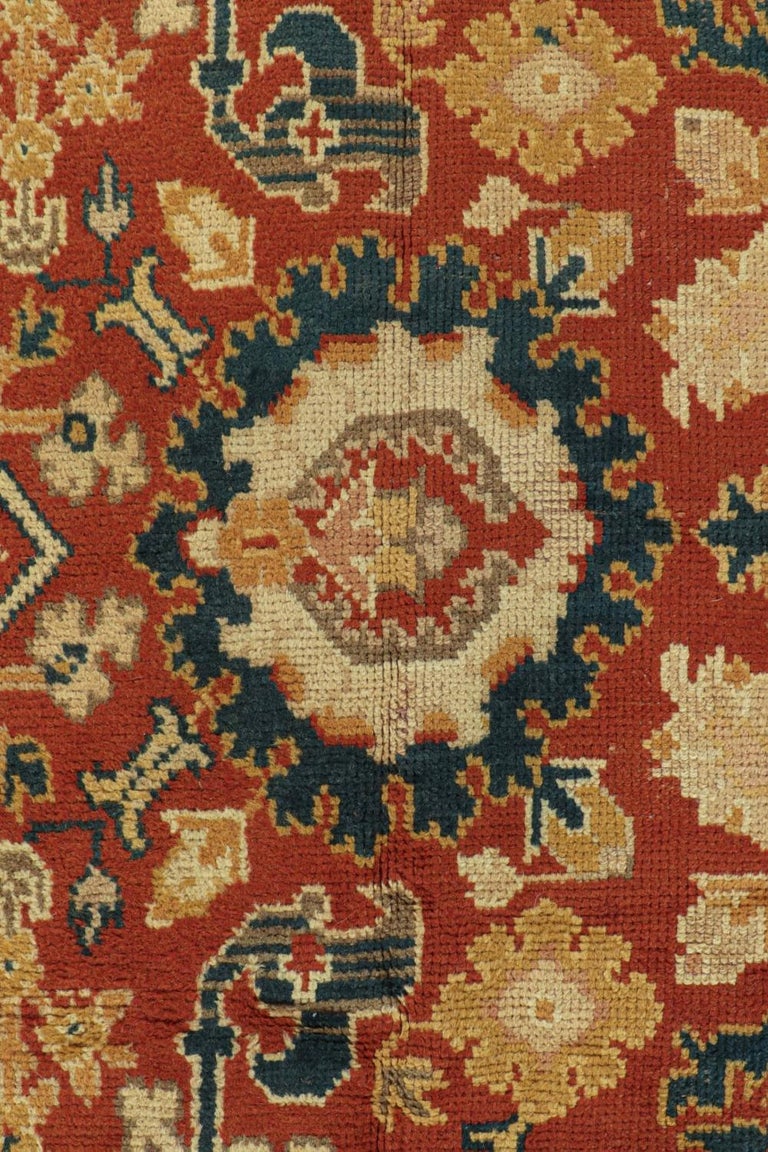 Antique Arts and Crafts Rug in Rust with Floral Patterns For Sale at ...