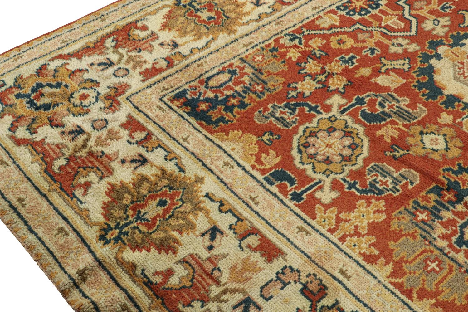 Late 19th Century Antique Arts & Crafts Rug in Rust with Floral Patterns For Sale