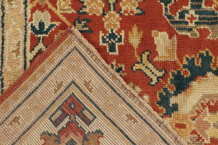 Antique Arts and Crafts Rug in Rust with Floral Patterns For Sale at ...