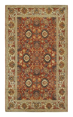 Antique Arts & Crafts Rug in Rust with Floral Patterns