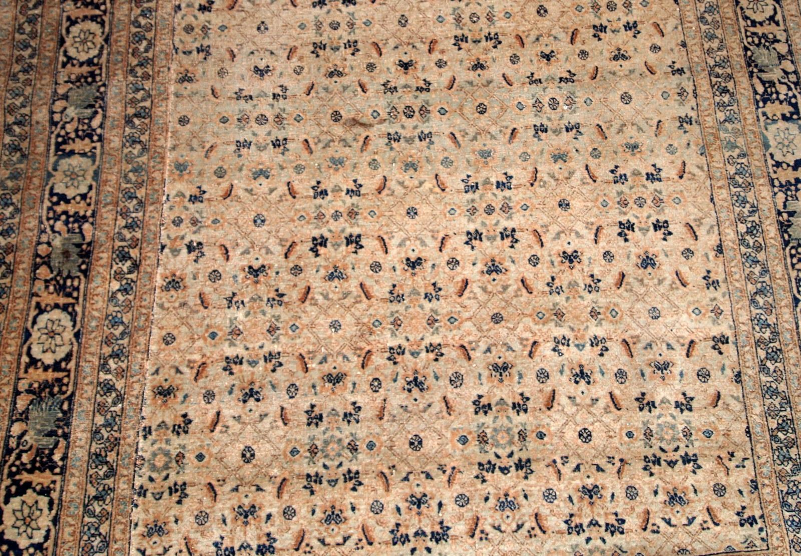 Handmade Antique Tabriz Hajalili Style Rug, 1880s, 1B693 For Sale 4