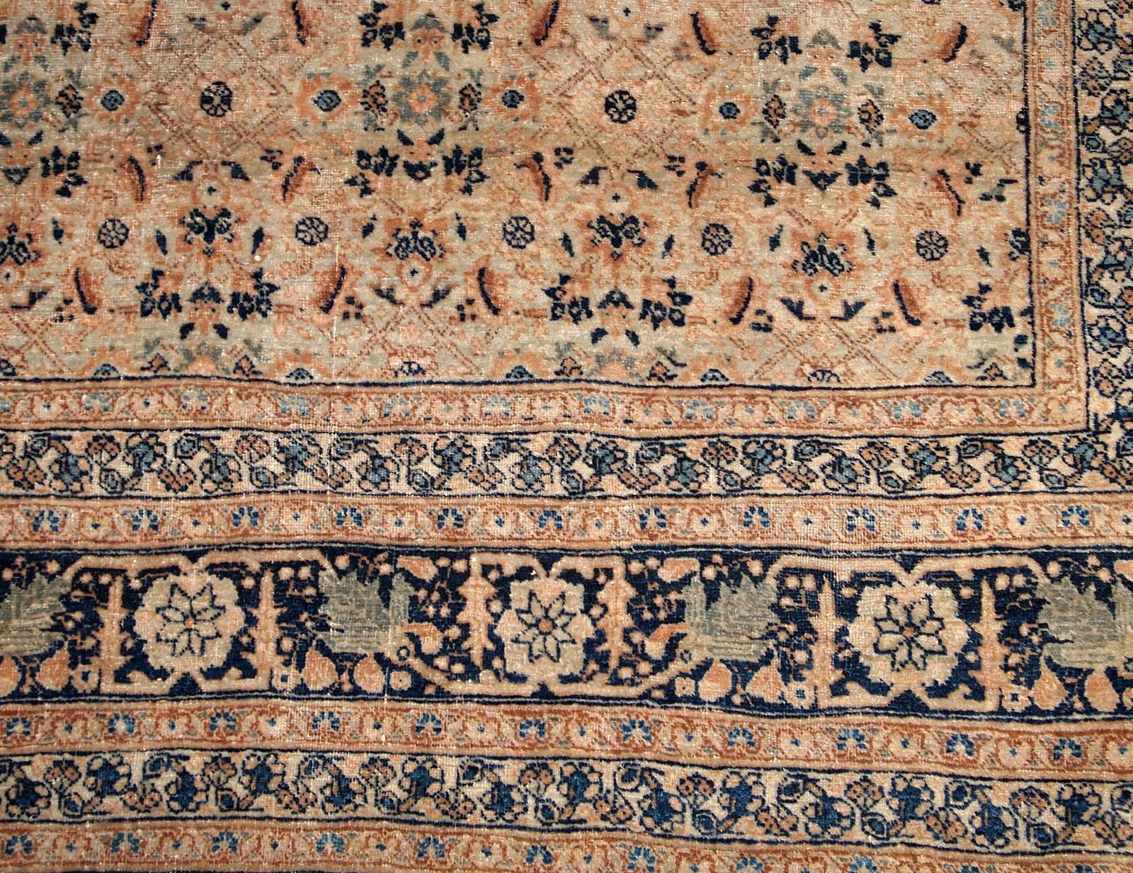Hand-Knotted Handmade Antique Tabriz Hajalili Style Rug, 1880s, 1B693 For Sale