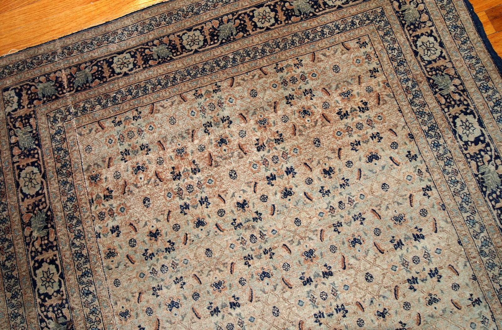 Handmade Antique Tabriz Hajalili Style Rug, 1880s, 1B693 For Sale 1