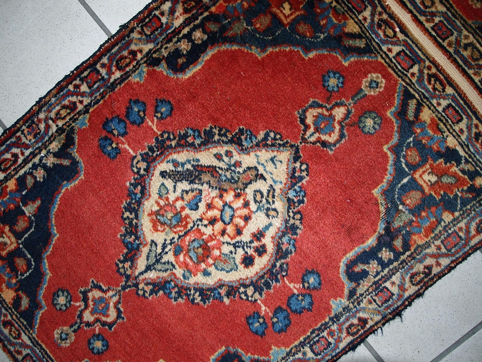 Handmade Antique Tabriz Style Double Mat Rug, 1910s, 1C356 For Sale 2