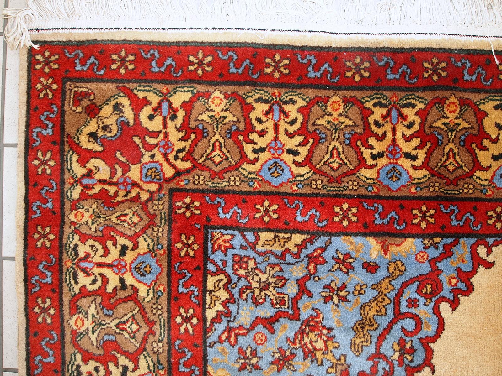 Handgefertigter antiker Teppich im Täbris-Stil, 1970er Jahre, 1C326 im Angebot 7