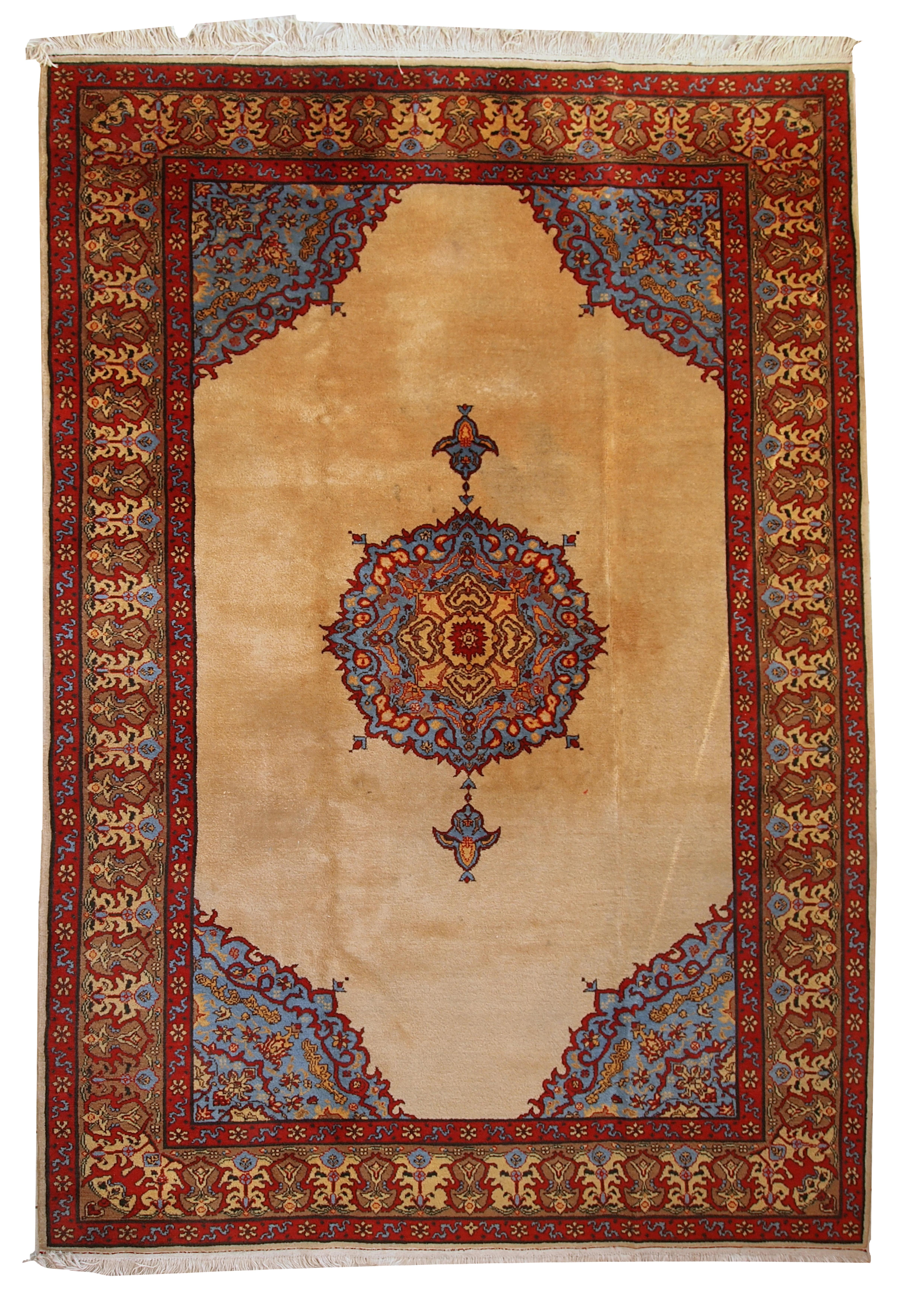 Handgefertigter antiker Teppich im Täbris-Stil, 1970er Jahre, 1C326 im Angebot 8
