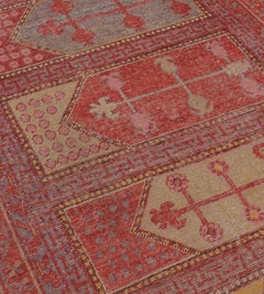 Handmade Antique Traditional Wool Khotan Paneled Runner