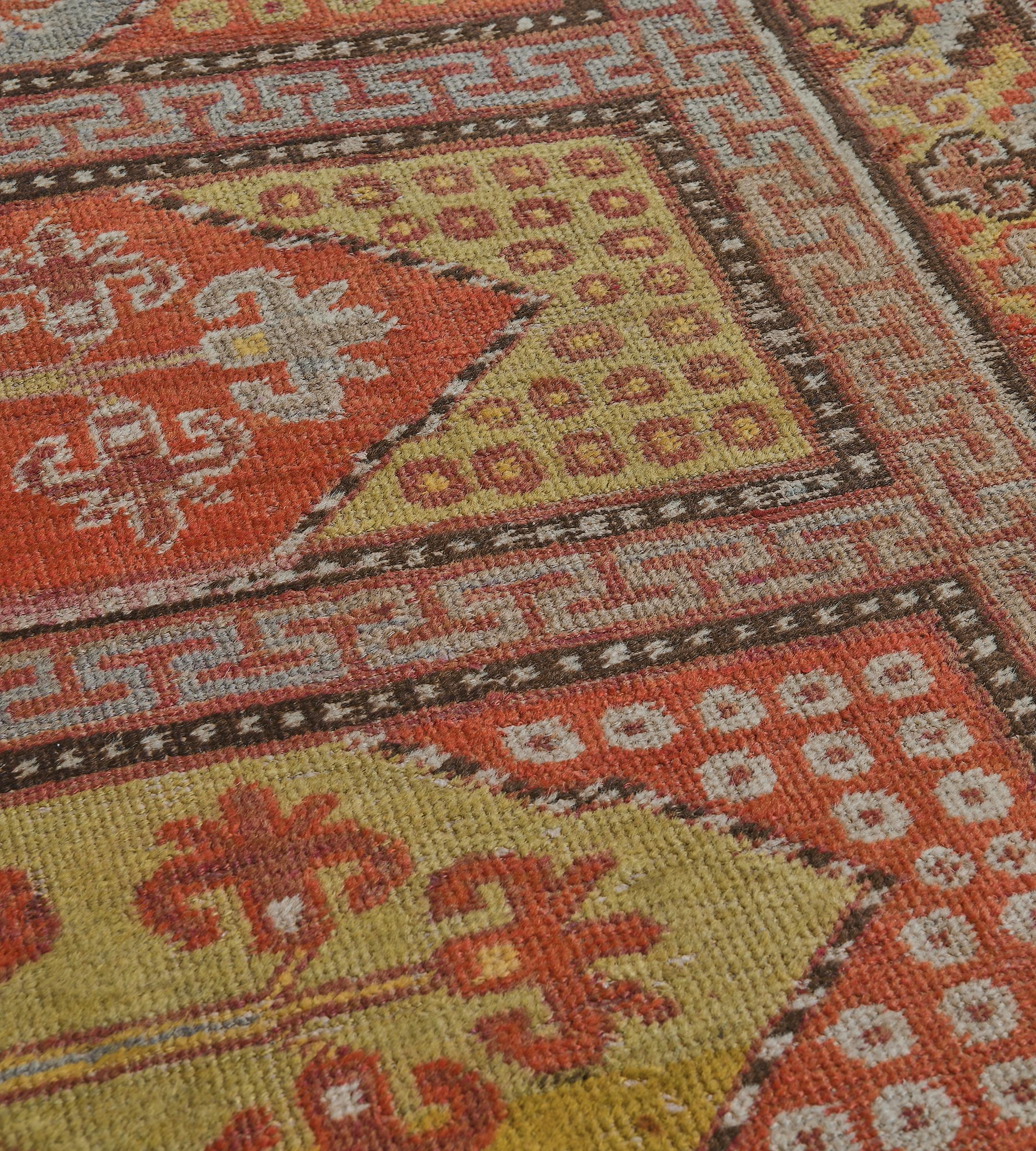 Hand-Knotted Handmade Antique Traditional Woool Red Khotan Runner Wall Hanging For Sale