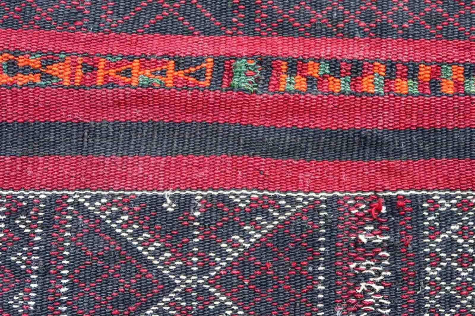 Hand-Knotted Handmade Antique Tunisian Berber Kilim, 1900s, 1p130 For Sale
