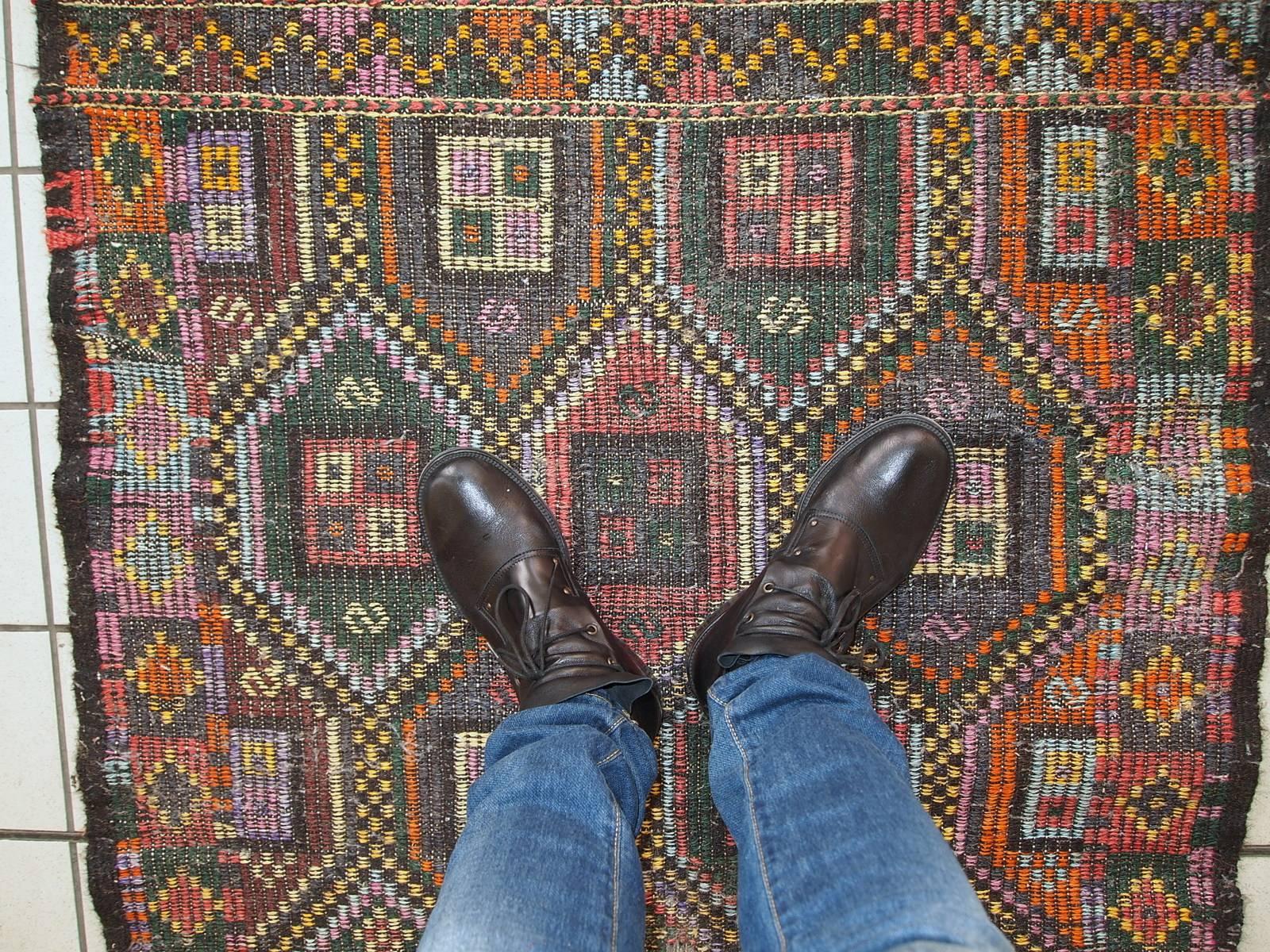 Handmade Antique Tunisian Flat-Weave Kilim, 1930s, 1C532 3