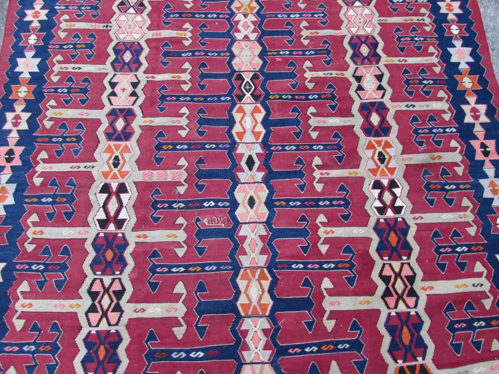 Hand-Knotted Handmade Antique Turkish Anatolian Kilim, 1920s, 1Q06 For Sale