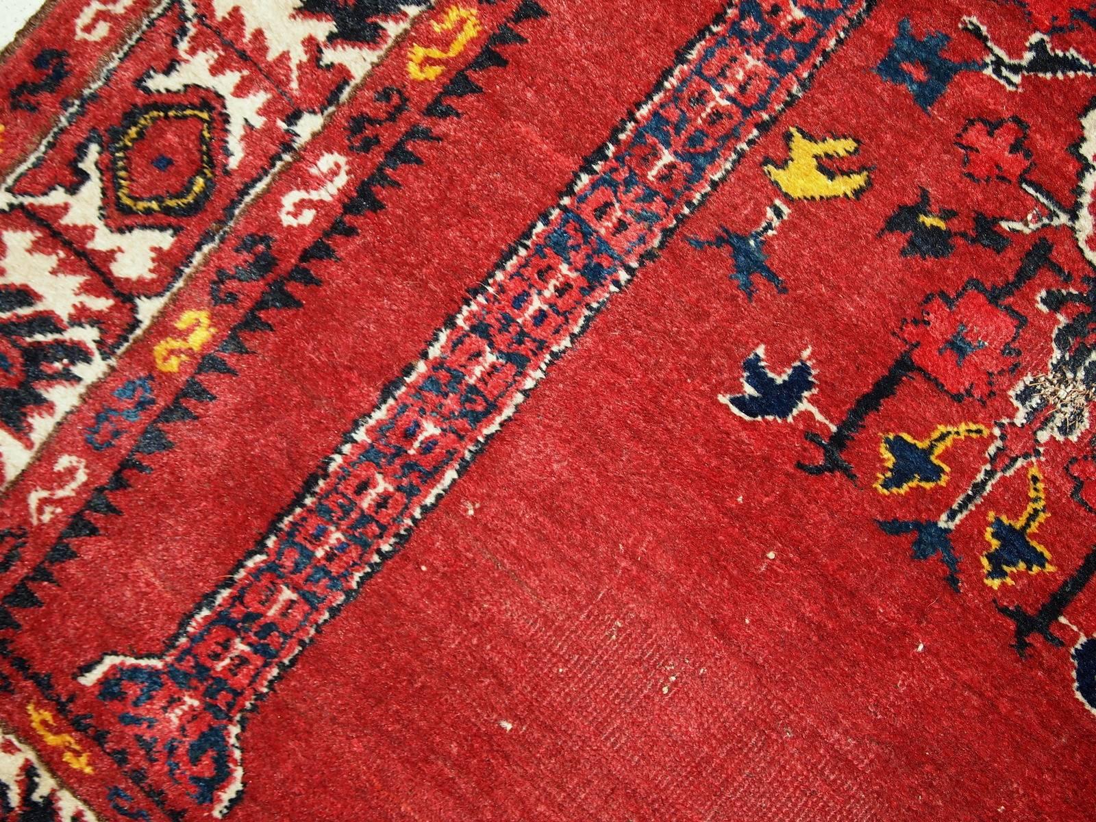 Hand-Knotted Handmade Antique Turkish Anatolian Prayer Rug, 1940s, 1C563 For Sale