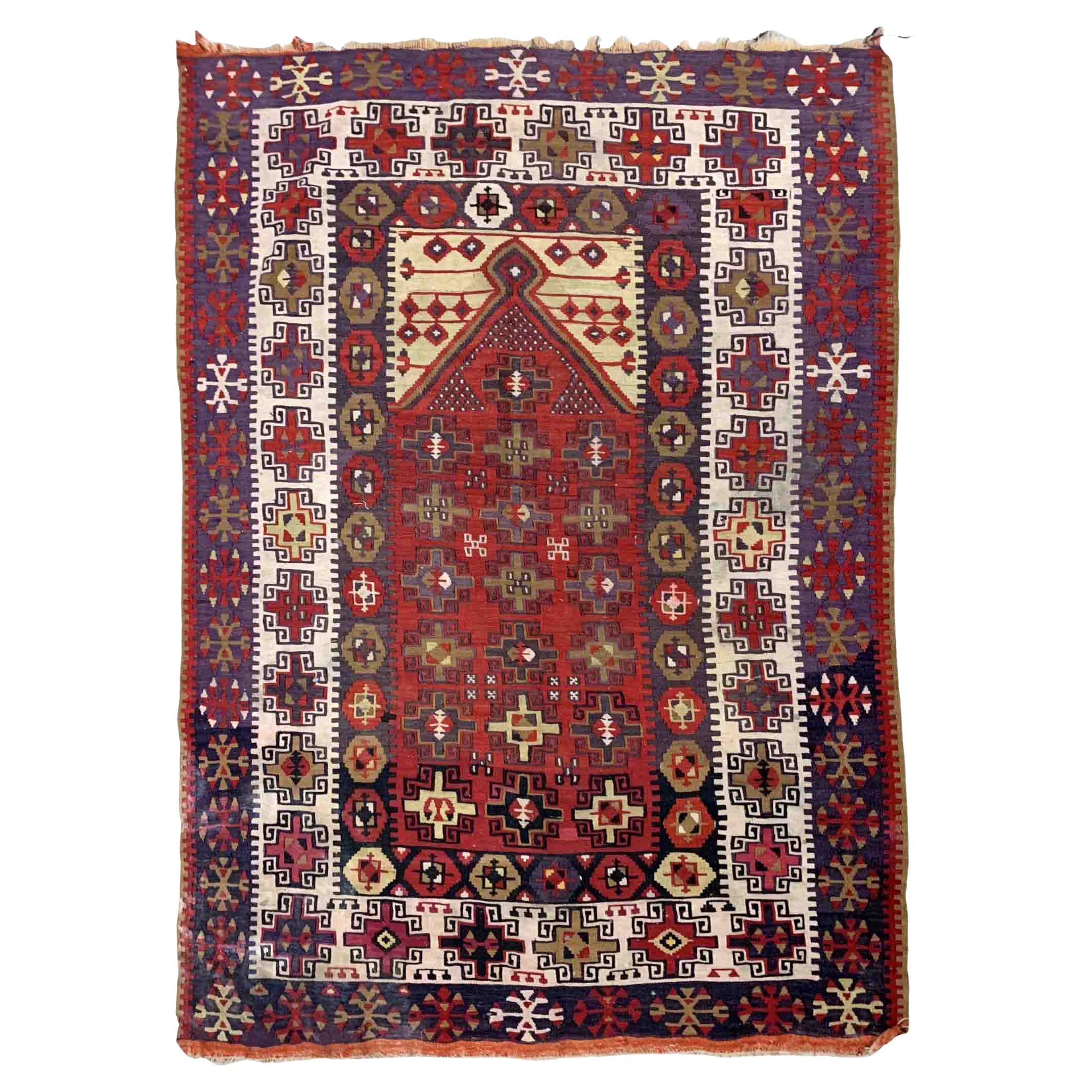 Handmade Antique Turkish Anatolian Rug, 1910s, 1B900