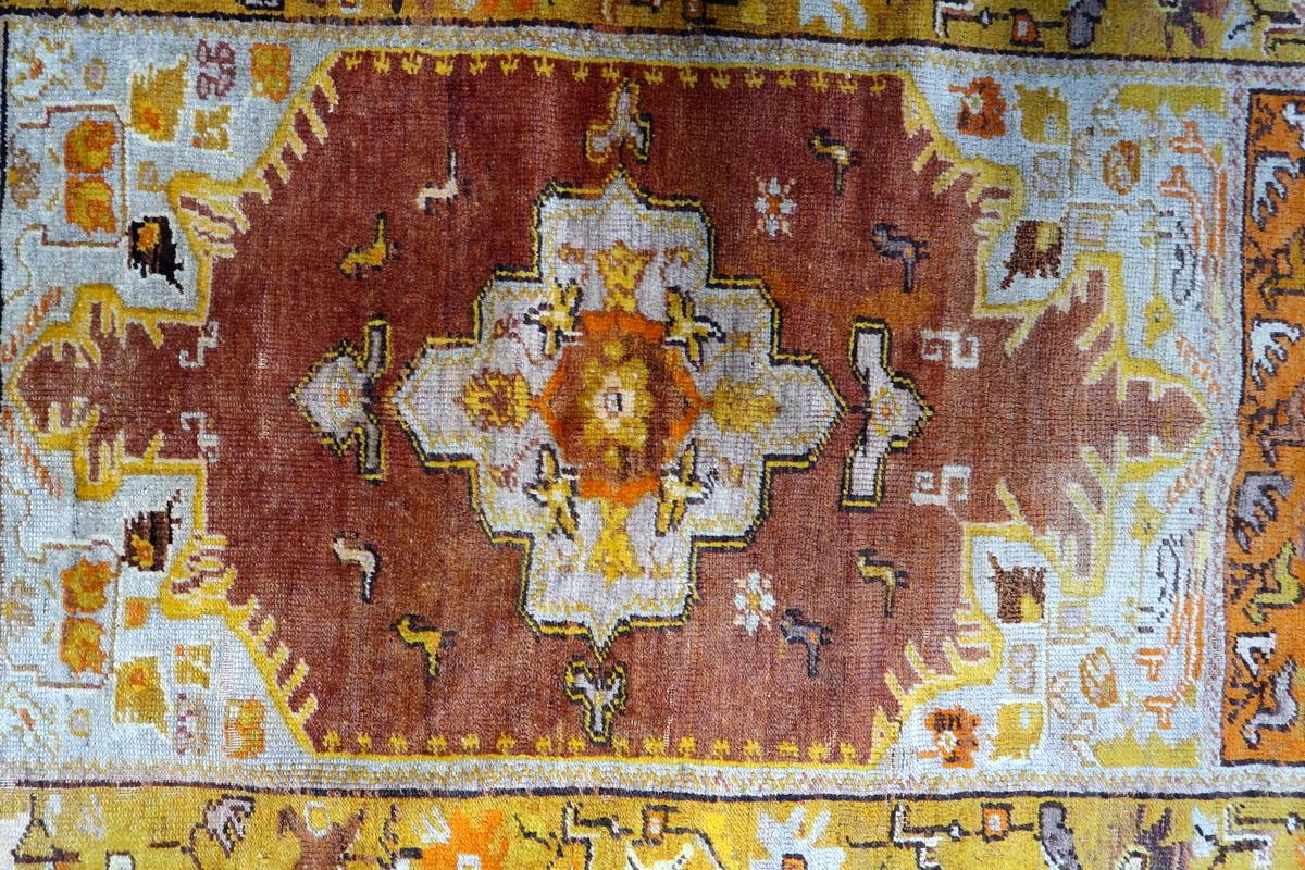 Early 20th Century Handmade Antique Turkish Anatolian Rug 3.2' x 5.3' 1920s - 1C1153 For Sale