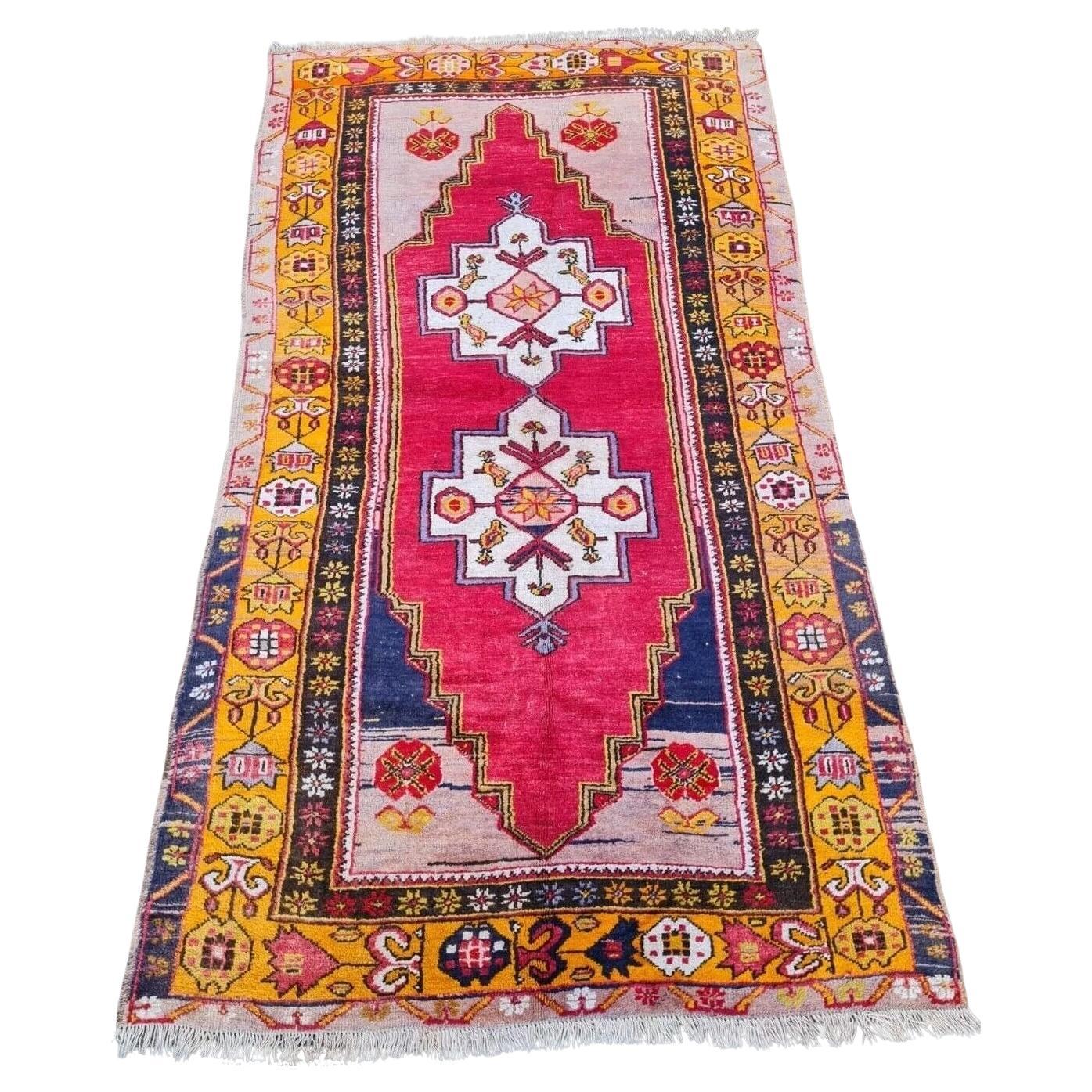 Tappeto antico turco anatolico fatto a mano 3,6' x 6,5' 1930 - 2K30
