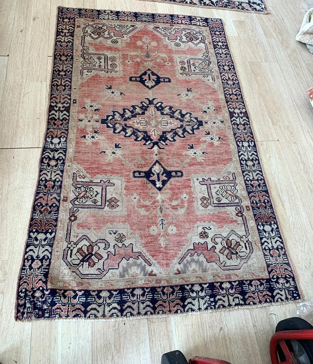 Hand-Knotted Handmade Antique Turkish Anatolian Rug 3.7' x 6.3' 1920s - 2B50 For Sale