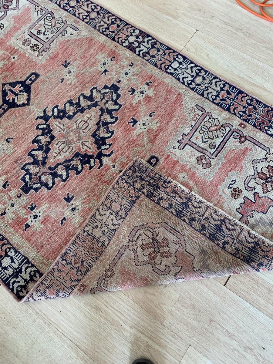 Handmade Antique Turkish Anatolian Rug 3.7' x 6.3' 1920s - 2B50 For Sale 1
