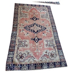 Handmade Antique Turkish Anatolian Rug 3.7' x 6.3' 1920s - 2B50