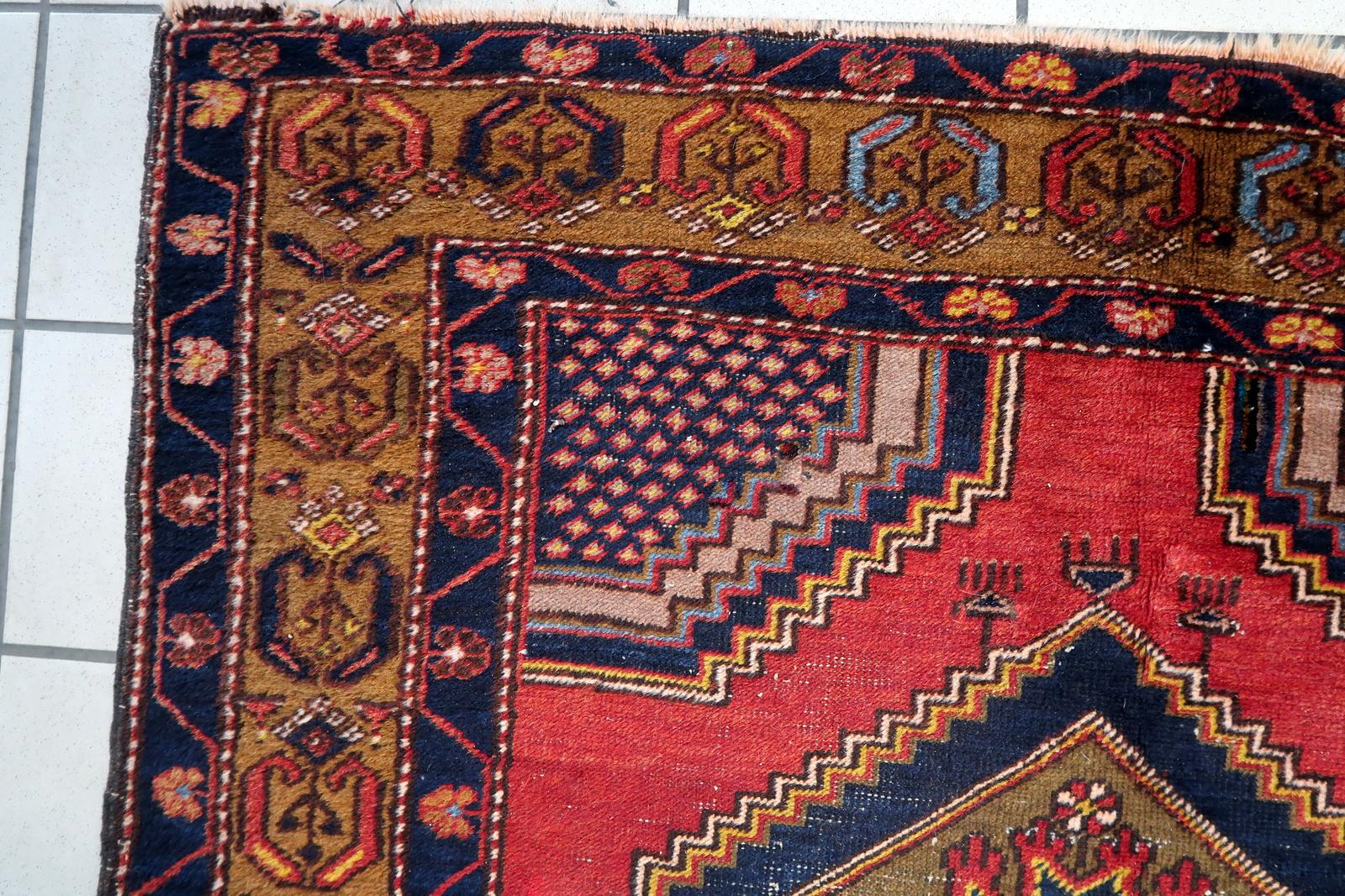 Handgefertigter antiker türkischer anatolischer Teppich 3.7' x 7.1', 1920er Jahre - 1C1118 im Angebot 4