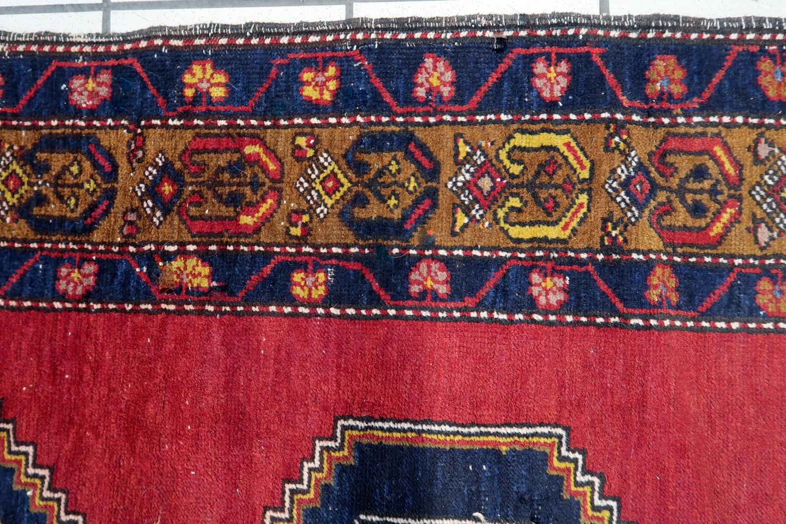 Handmade Antique Turkish Anatolian Rug 3.7' x 7.1', 1920s - 1C1118 For Sale 2