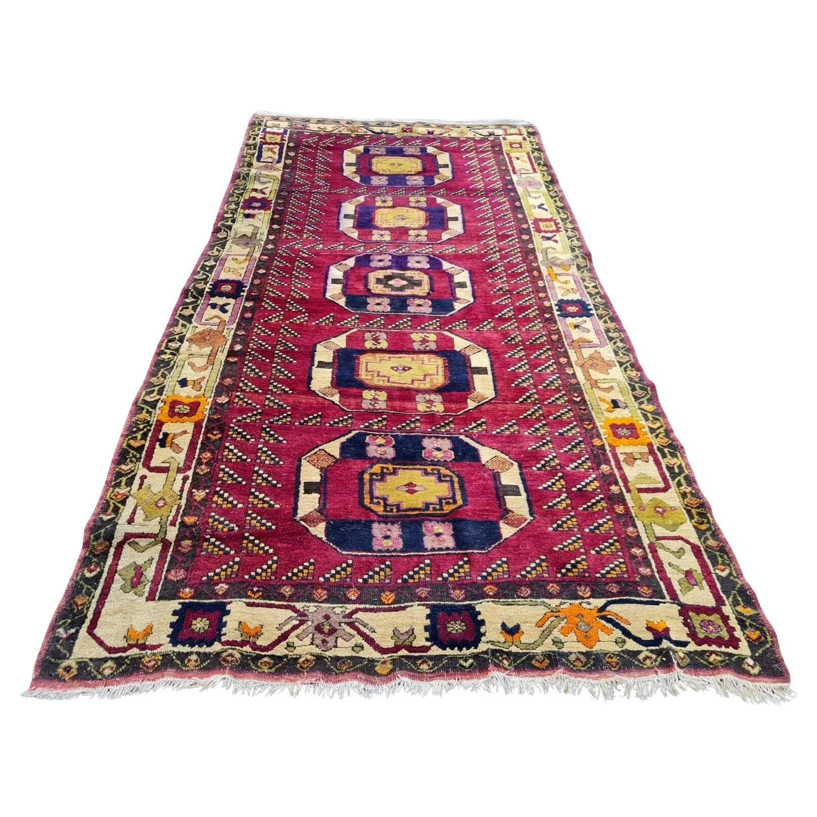 Tappeto antico turco anatolico fatto a mano 5' x 9.5' 1930 - 2K23