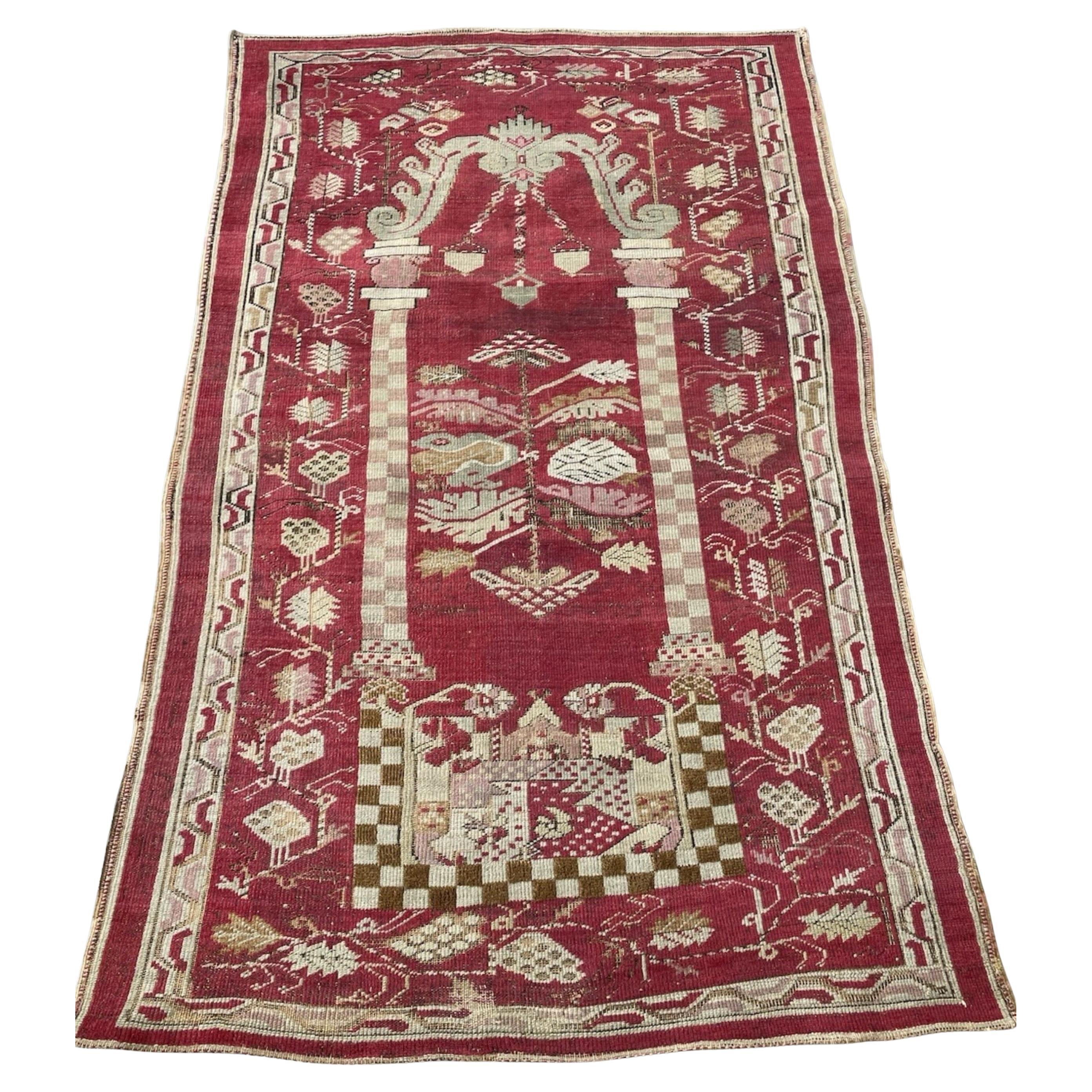 Tappeto antico da collezione turco Kershehir fatto a mano 4,4
 x 6
, anni 
70 del XIX secolo - 1N111