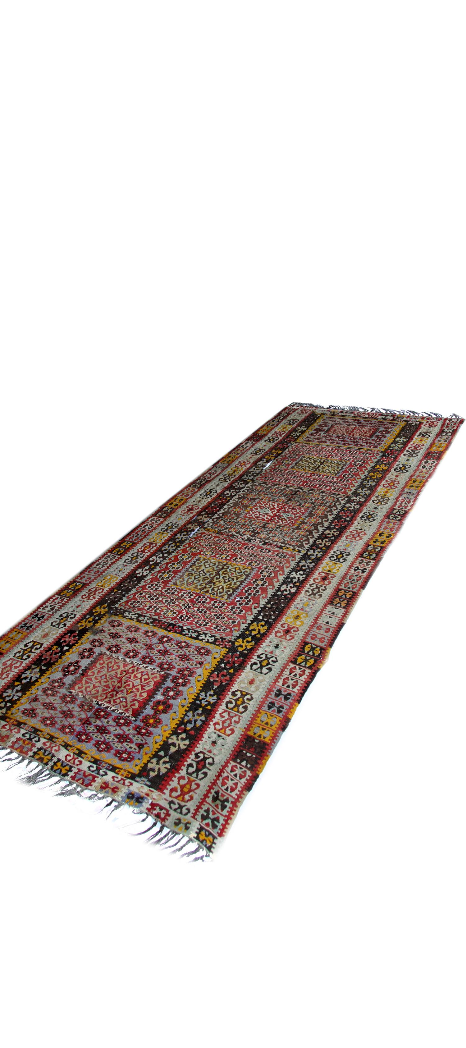 Rustic Handmade Carpet Antique Turkish Kilim Rug Traditional Tribal Runner Rug For Sale