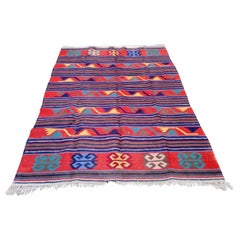 Handmade Antique Turkish Konya Kilim Rug 5.8' x 7.5' 1940s - 2K20