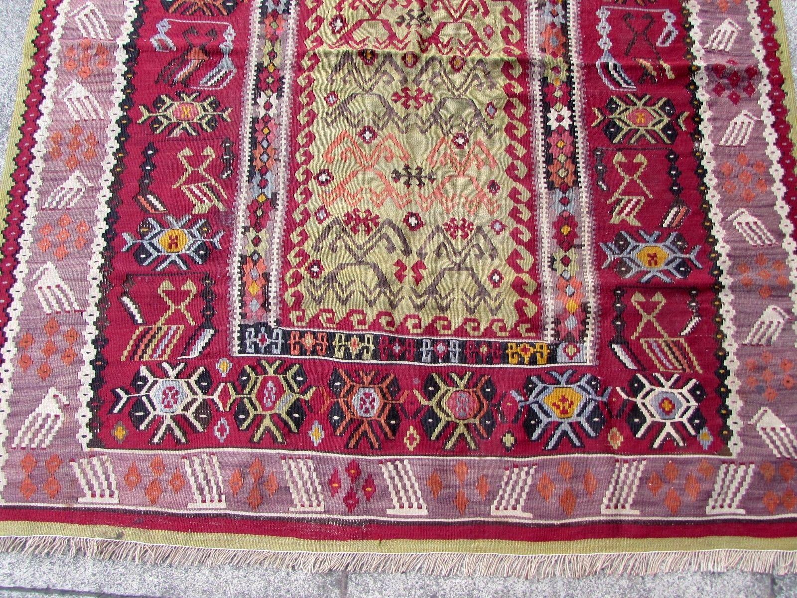 Wool Handmade Antique Turkish Melas Kilim, 1910s, 1Q0293