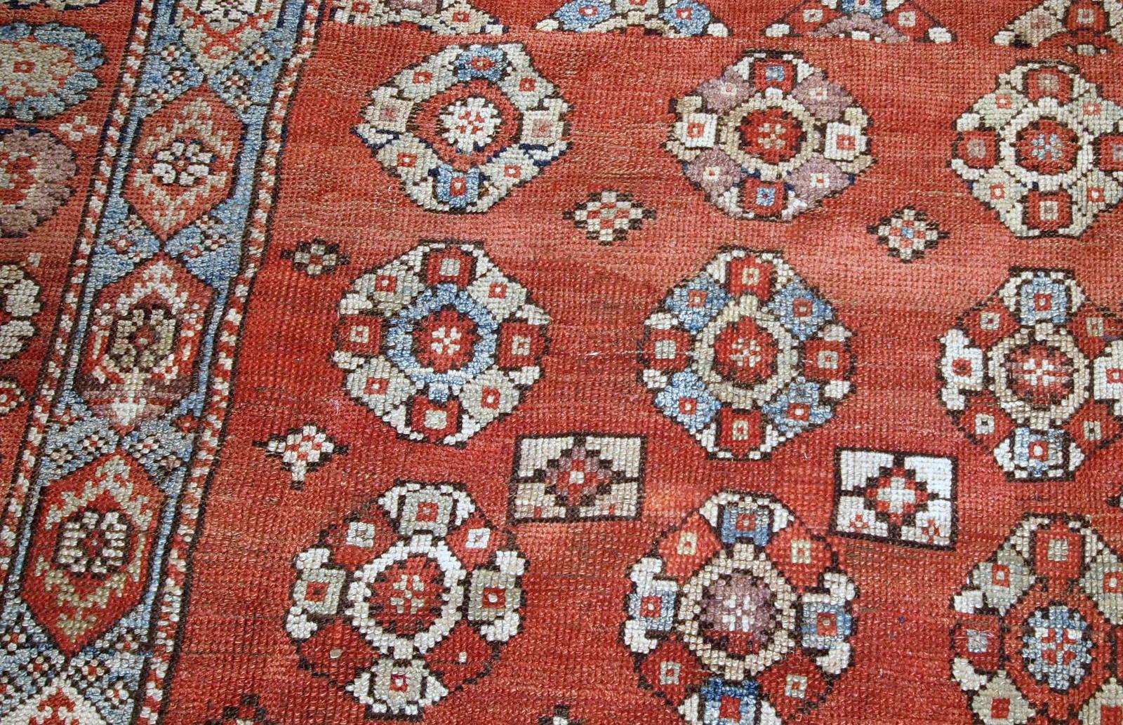Hand-Knotted Handmade Antique Turkish Melas Square Rug, 1880s, 1B759