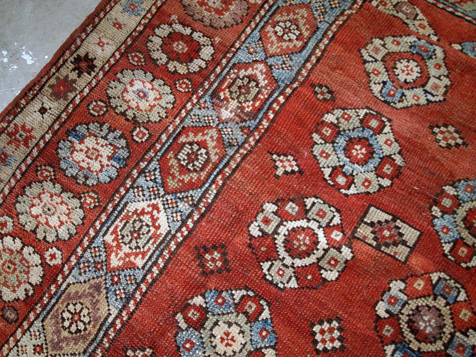 Wool Handmade Antique Turkish Melas Square Rug, 1880s, 1B759
