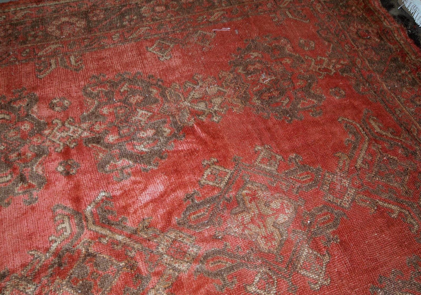 Laine Tapis turc ancien d'Oushak fait à la main, années 1900, 1B764 en vente