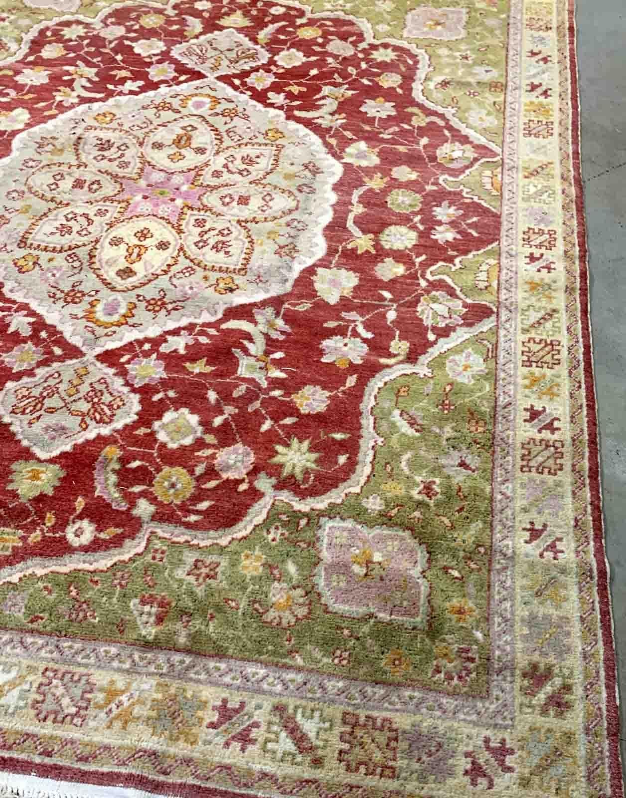 Hand-Knotted Handmade Antique Turkish Oushak Rug, 1910s, 1B909 For Sale