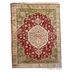 Handmade Antique Turkish Oushak Rug, 1910s, 1B909